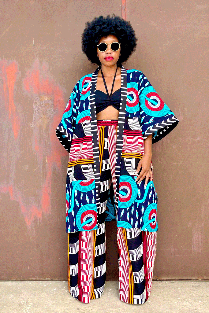 ACCRA KIMONO (TEAL) + BELLO PANT (RAILROAD)