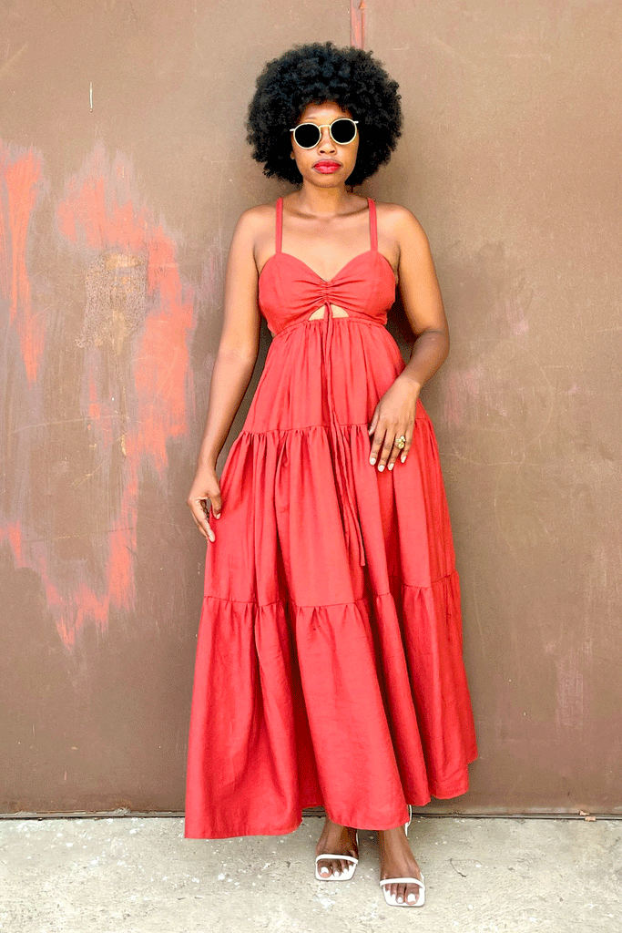 Asmara Tier Dress (Burnt Orange)