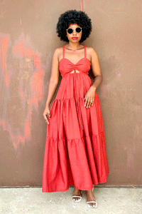 Asmara Tier Dress (Burnt Orange)