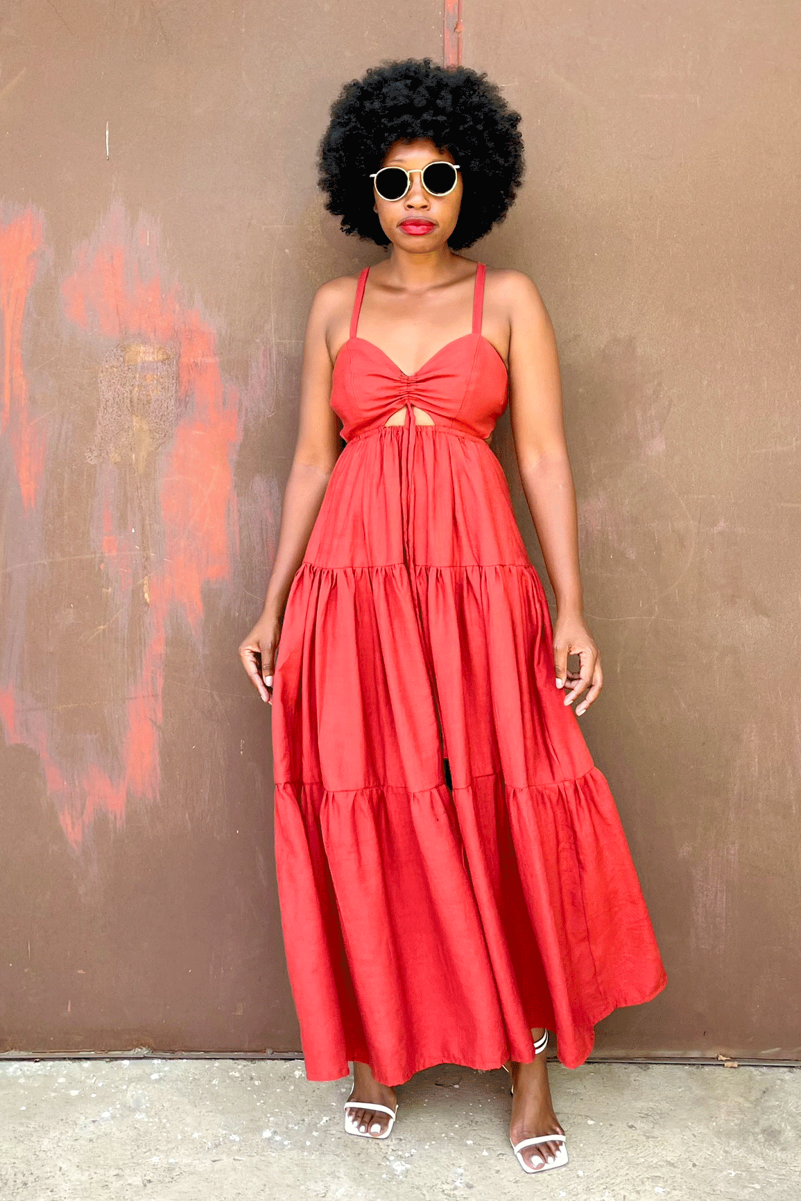 Asmara Tier Dress (Burnt Orange)