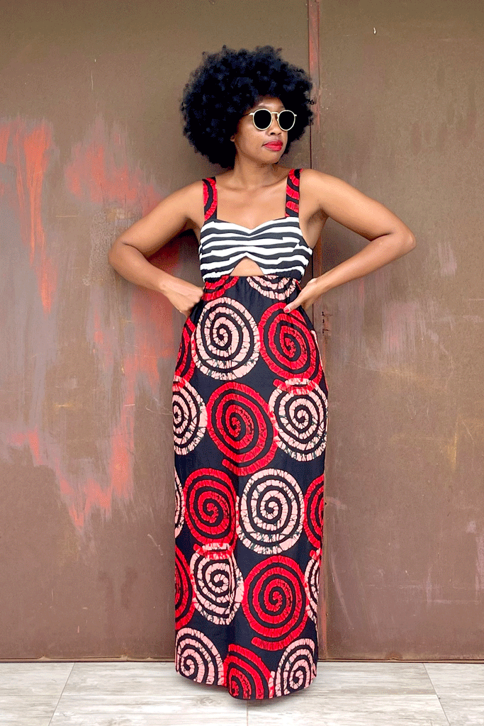 BENONI CONTRAST DRESS (CHERRY)