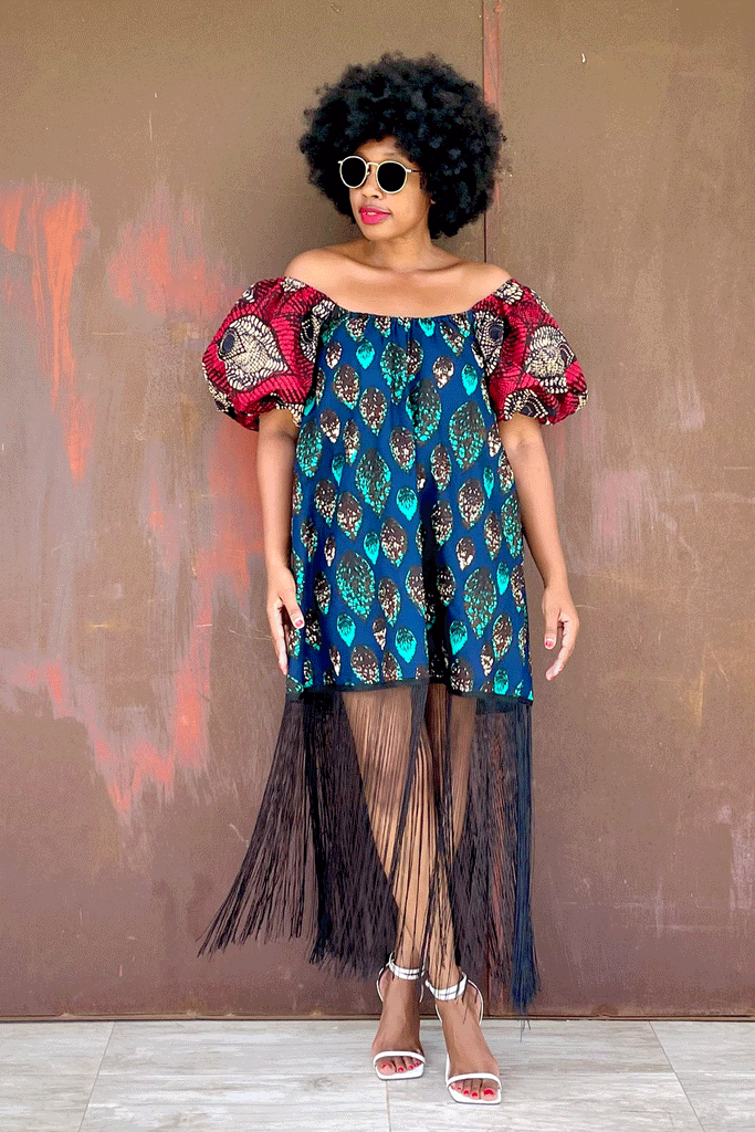 DEJA FRINGE DRESS (PINE RED)