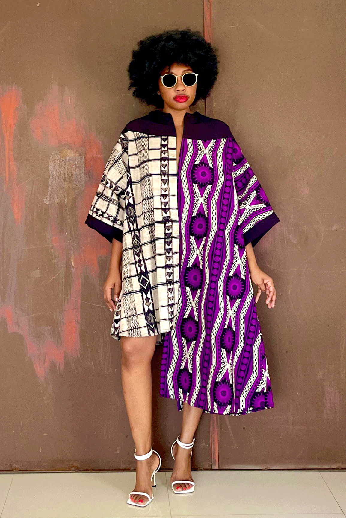 Feli Asymmetric Tee (Purple Maze)