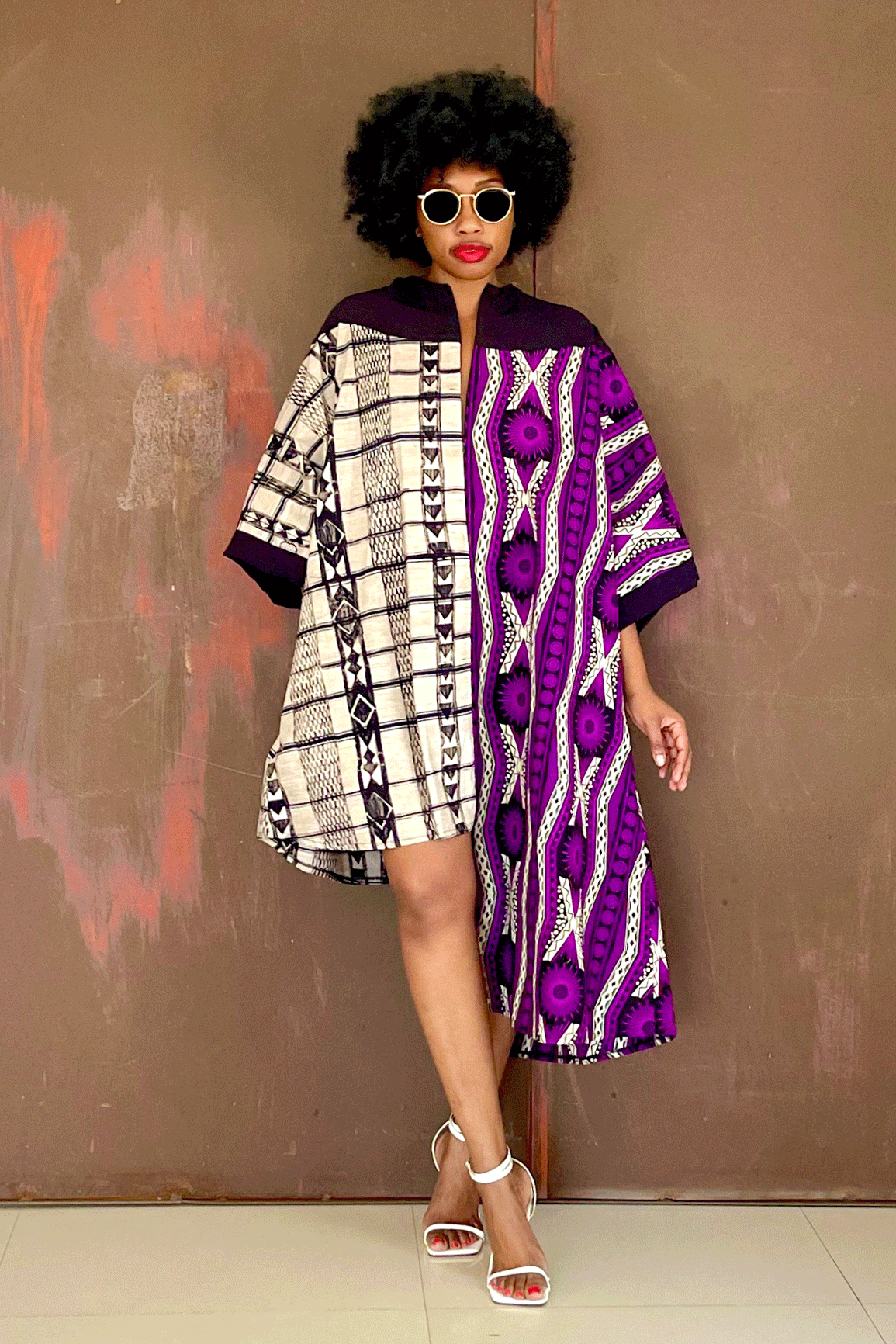 Feli Asymmetric Tee (Purple Maze)