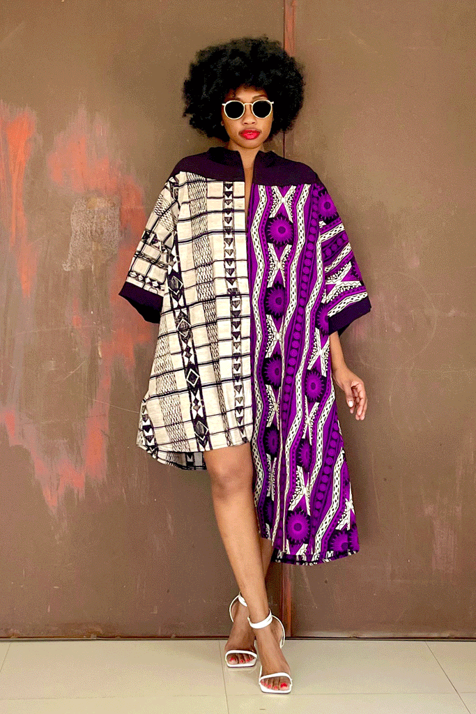 Feli Asymmetric Tee (Purple Maze)