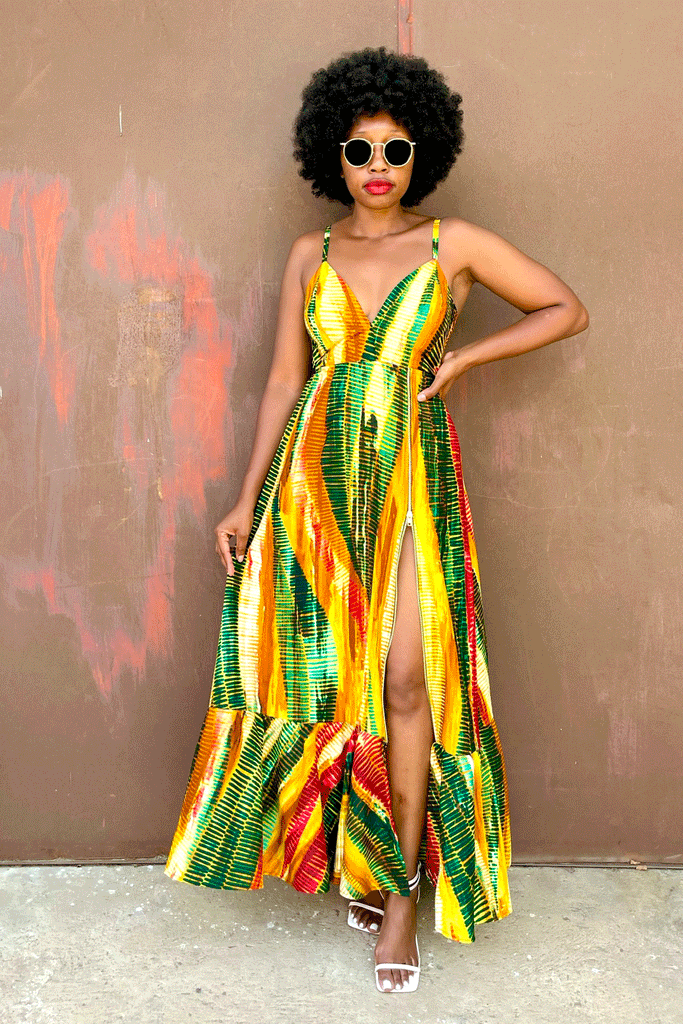 Gina Dress - Mustard Green