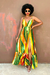 Gina Dress - Mustard Green