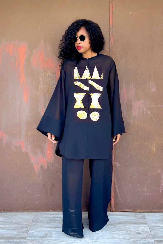 JIKA SHIRT (MIDNIGHT) + BELLO SHEER PANT (MIDNIGHT)