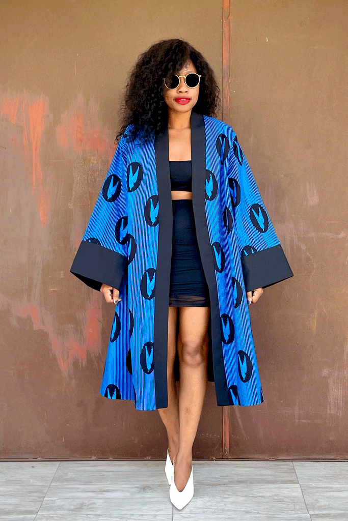 JIKA 'MIDI' KIMONO (BLACK BIRD)