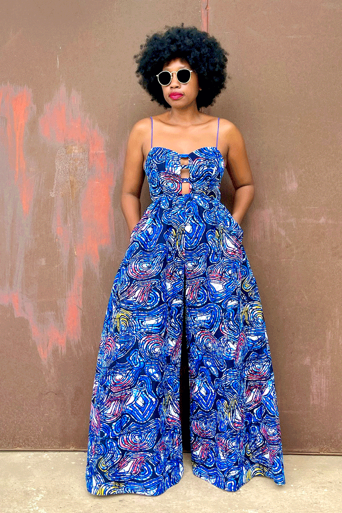 LALA CUT-OUT JUMPSUIT (FIESTA BLUE)