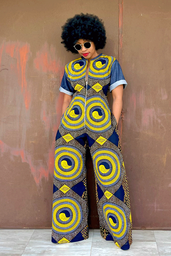 KASAMA DENIM JUMPSUIT (SWIRL)
