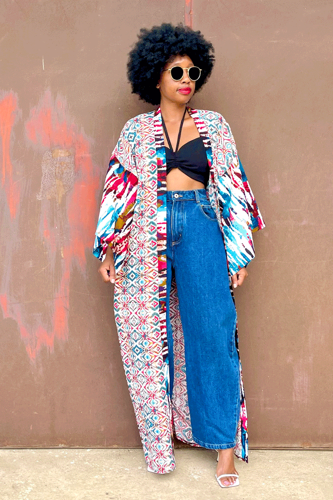 KIKI CONTRAST KIMONO (BLUSH) - KIMONO ONLY