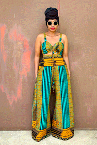 Lala Pant Set (Teal Brown)