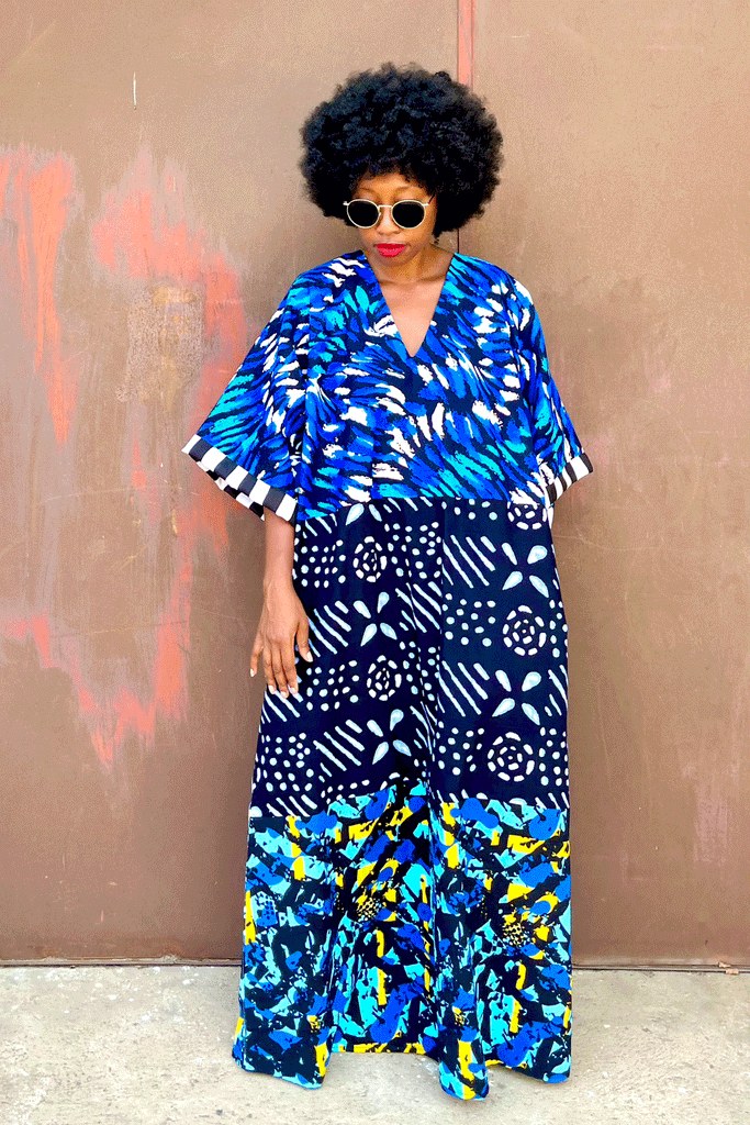 Chisa Patch Dress (Blue Mix)
