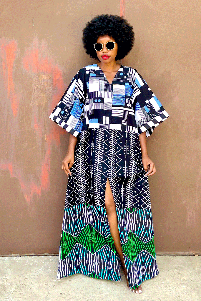 Chisa Patch Dress (Green Mix)