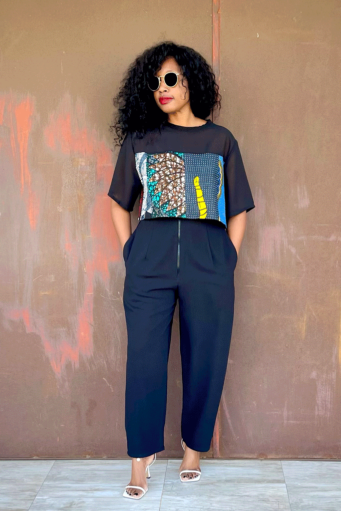 CONTRAST TOP (IVY) + BARREL PANT (MIDNIGHT)