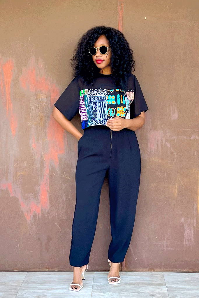 CONTRAST TOP (RIO) + BARREL PANT (MIDNIGHT)