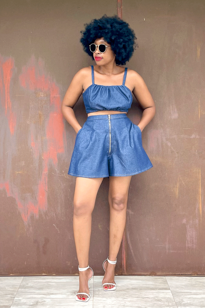 JULY TOP (DENIM BLU) + JULY SHORT (DENIM BLU)