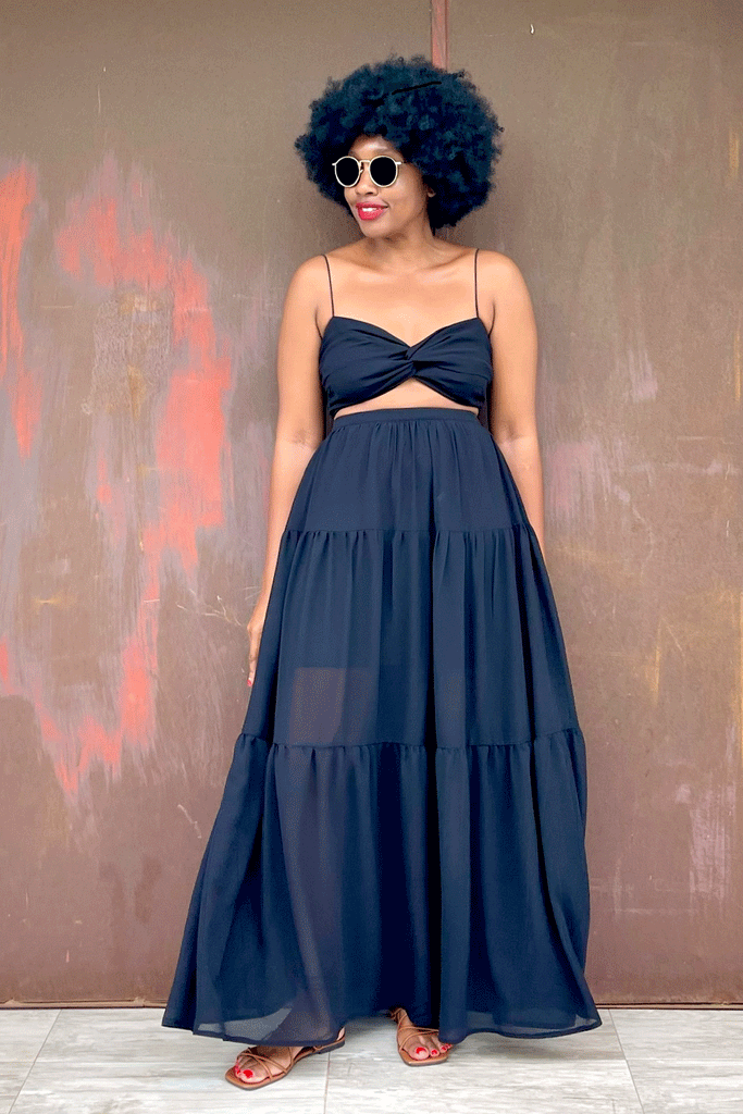 JOSE' SHEER SKIRT (MIDNIGHT) + TWIST TOP (MIDNIGHT)