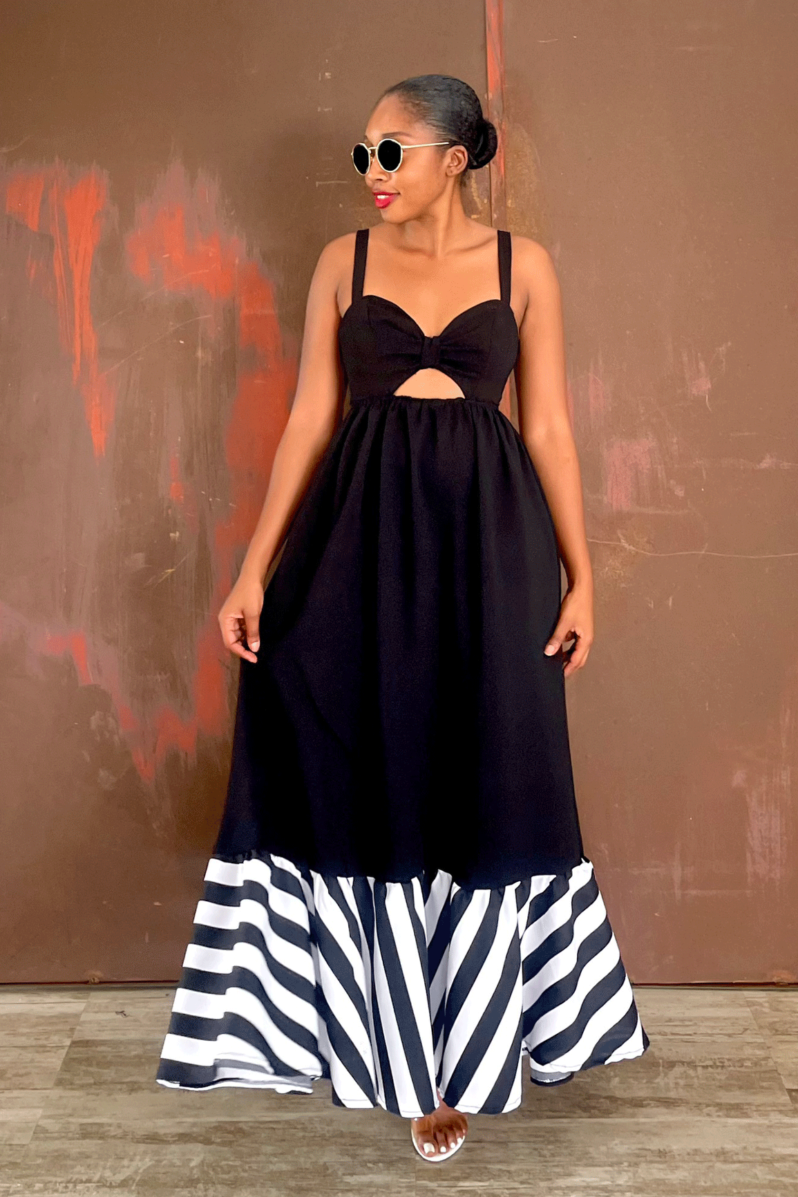 Amina Maxi Dress (Midnight Stripe)
