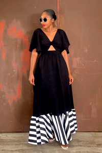 Nandi Maxi Dress (Midnight Stripe)