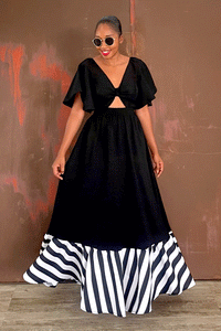 Nandi Maxi Dress (Midnight Stripe)