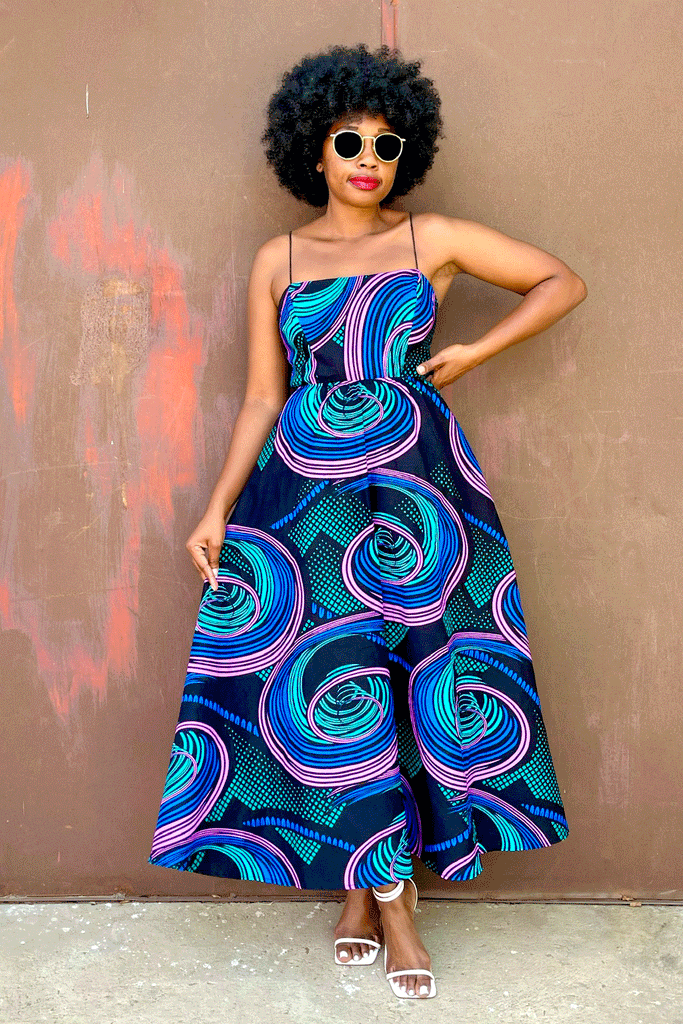 Zuri Midi Dress (Purple Wave)
